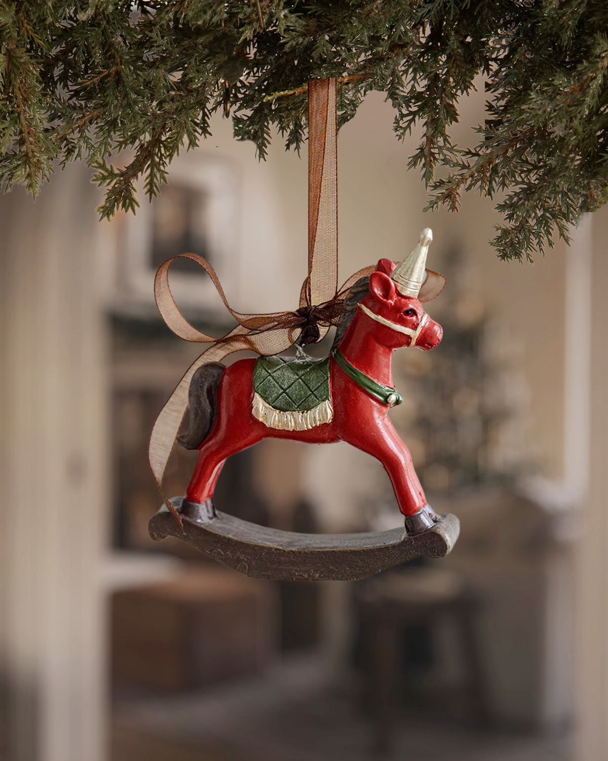 Vintage Red Rocking Horse Ornament - Nostalgic Ornament Collection
