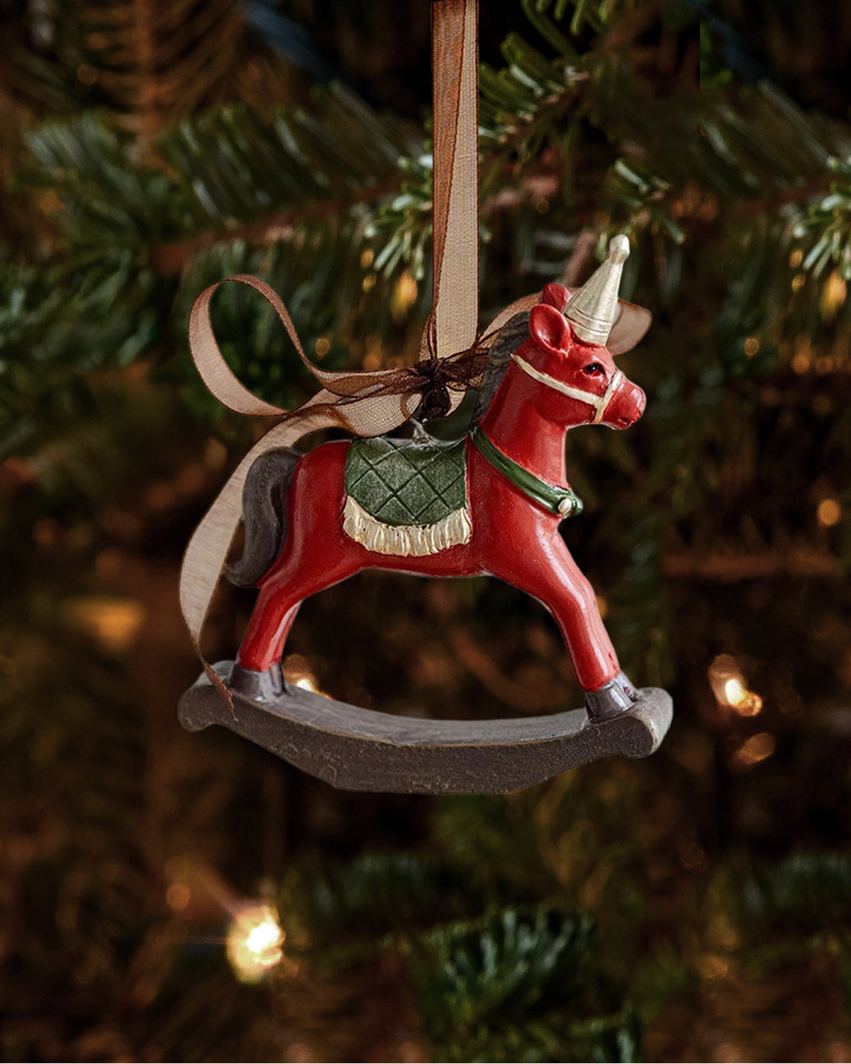 Vintage Red Rocking Horse Ornament - Nostalgic Ornament Collection
