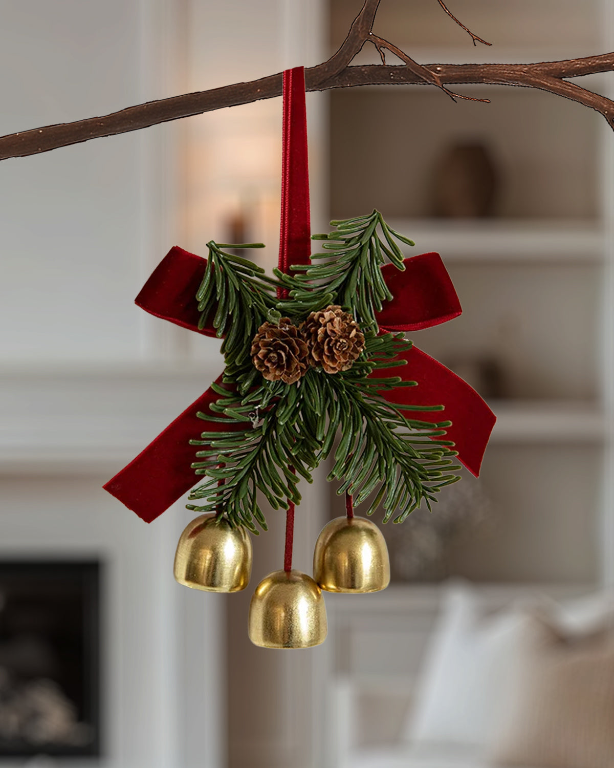 Holiday Sprig & Gold Bell Christmas Ornament