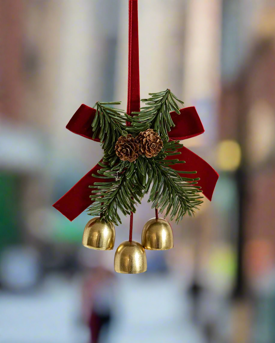 Holiday Sprig & Gold Bell Christmas Ornament
