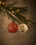 The Heirloom Glass Red & Ivory Ornament Set