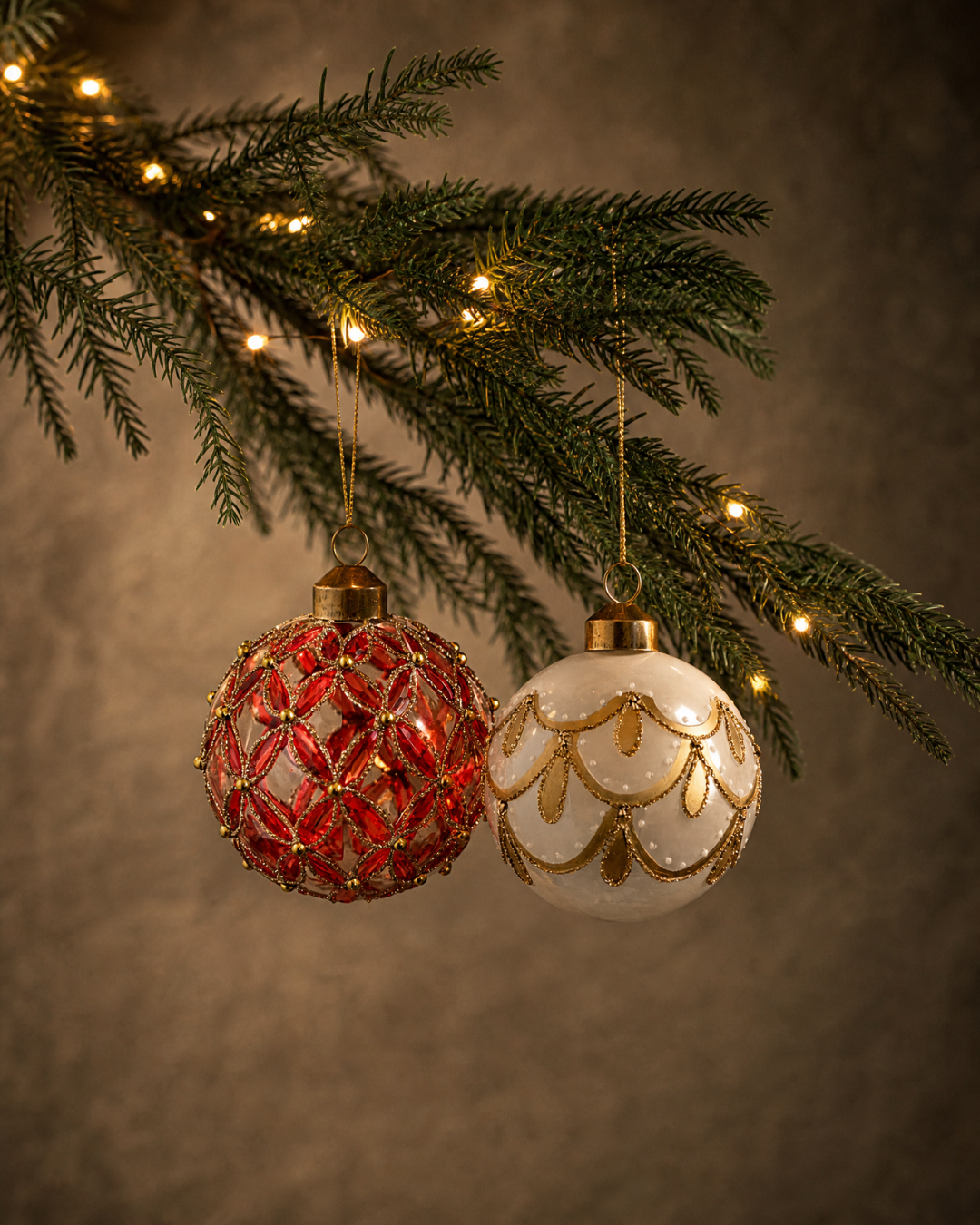 The Ivory and Gold Glass Ornament