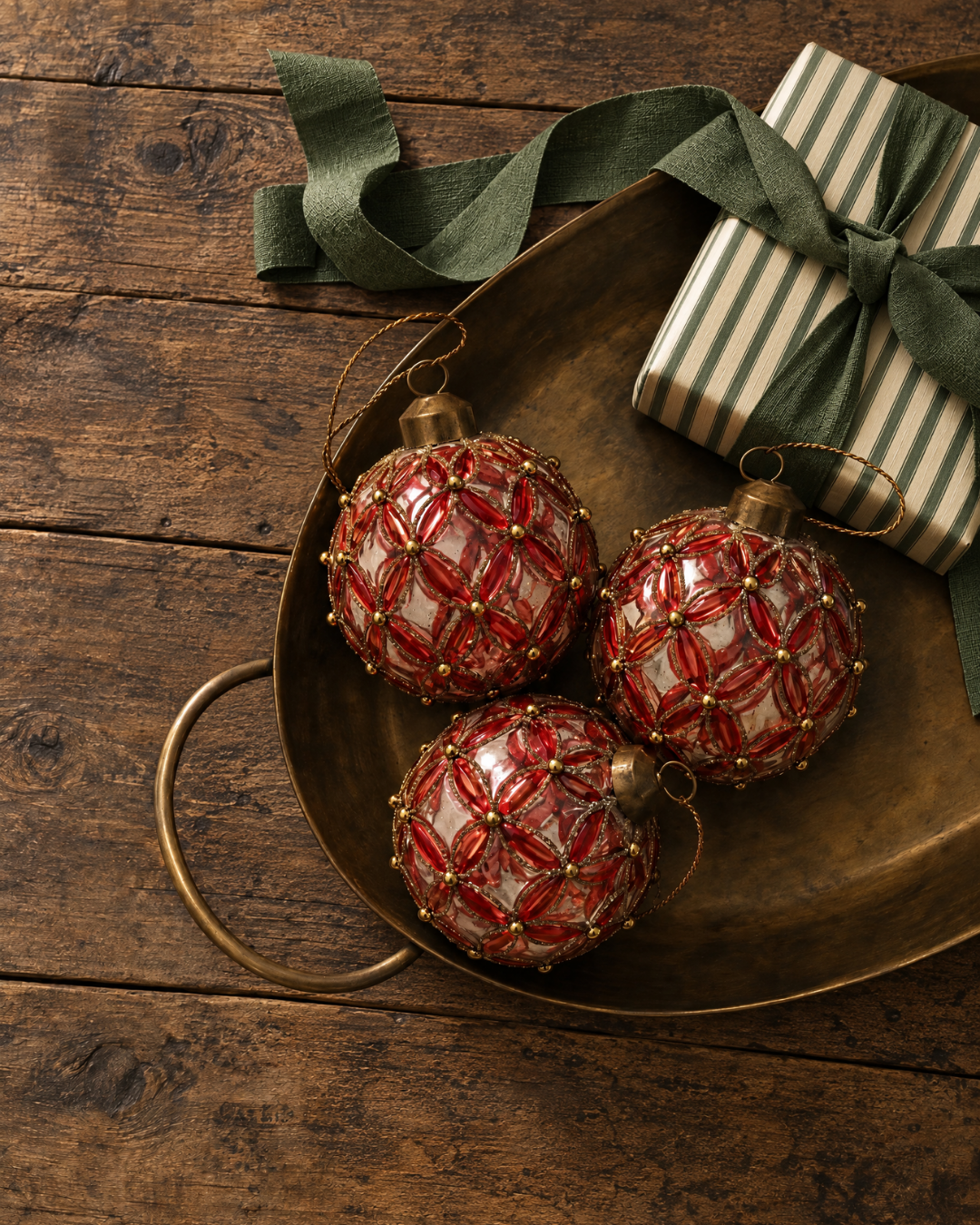 The Red Transparent Petal Glass Ornament