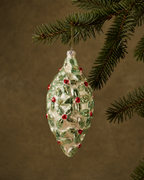 The Holly Finial Glass Ornament