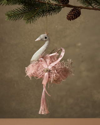 The Pink Feather Swan Ornament