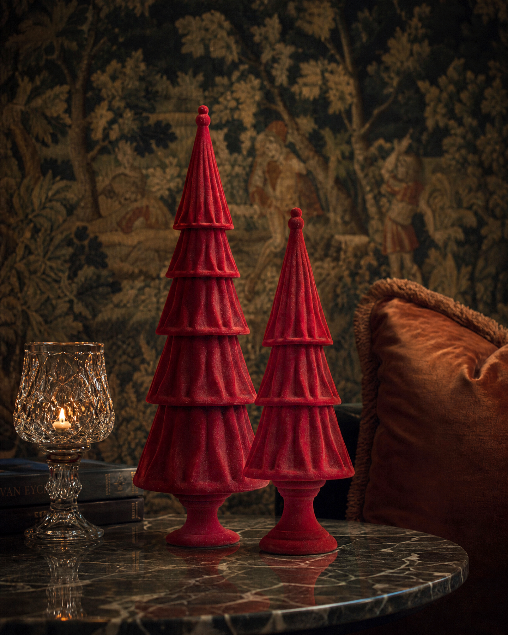 Red Velvet Layered Tabletop Trees