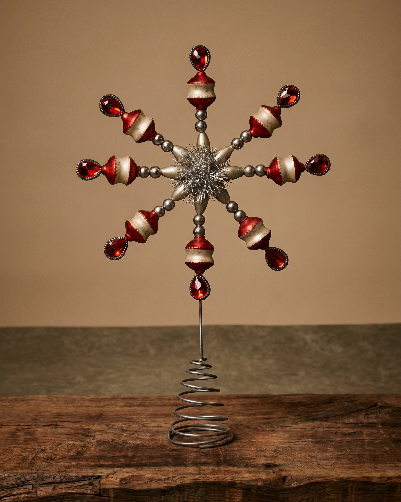 The Vintage Red and Silver Tree Topper