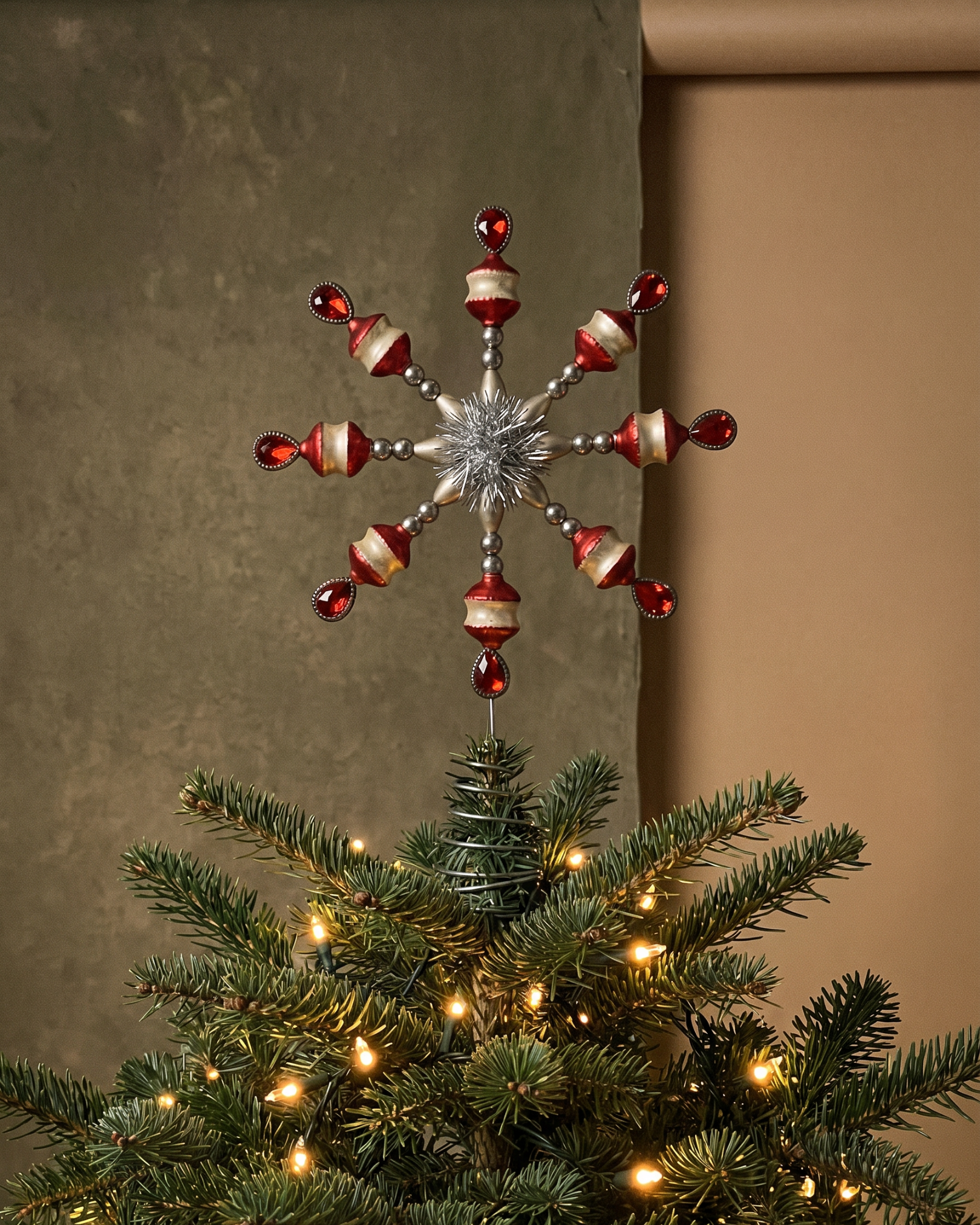 The Vintage Red and Silver Tree Topper