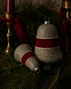 Burgundy Velvet and Glitter Bell Ornaments