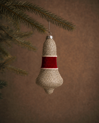Burgundy Velvet and Glitter Bell Ornaments