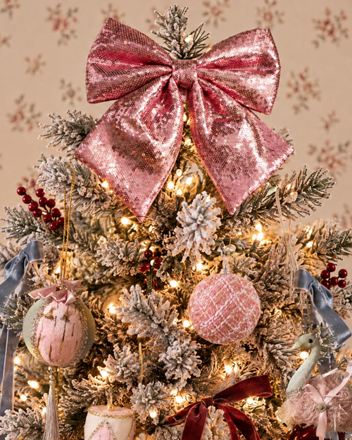 The Pink Sequin Bow Tree Topper