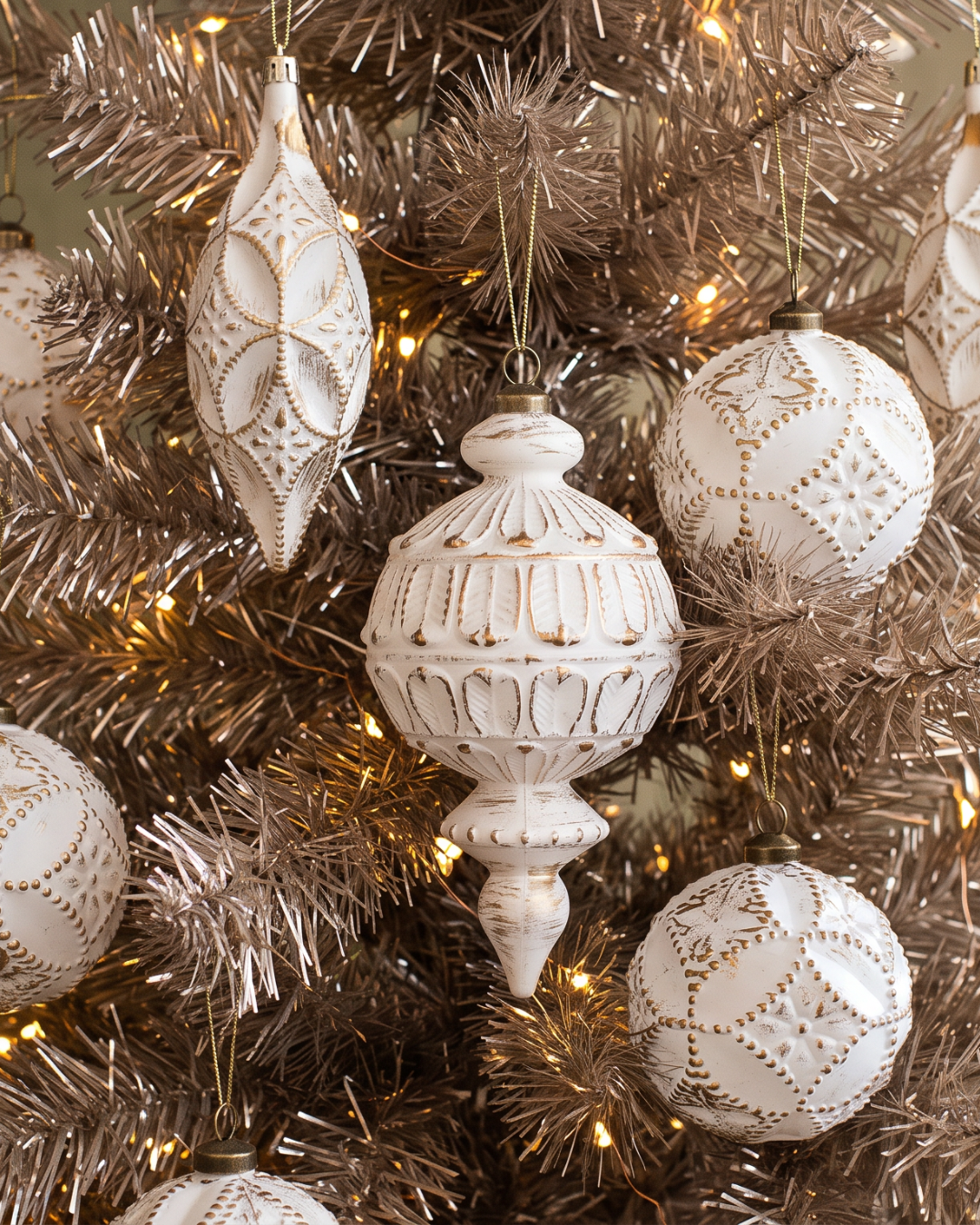 White & Gold Heritage Ornament Collection