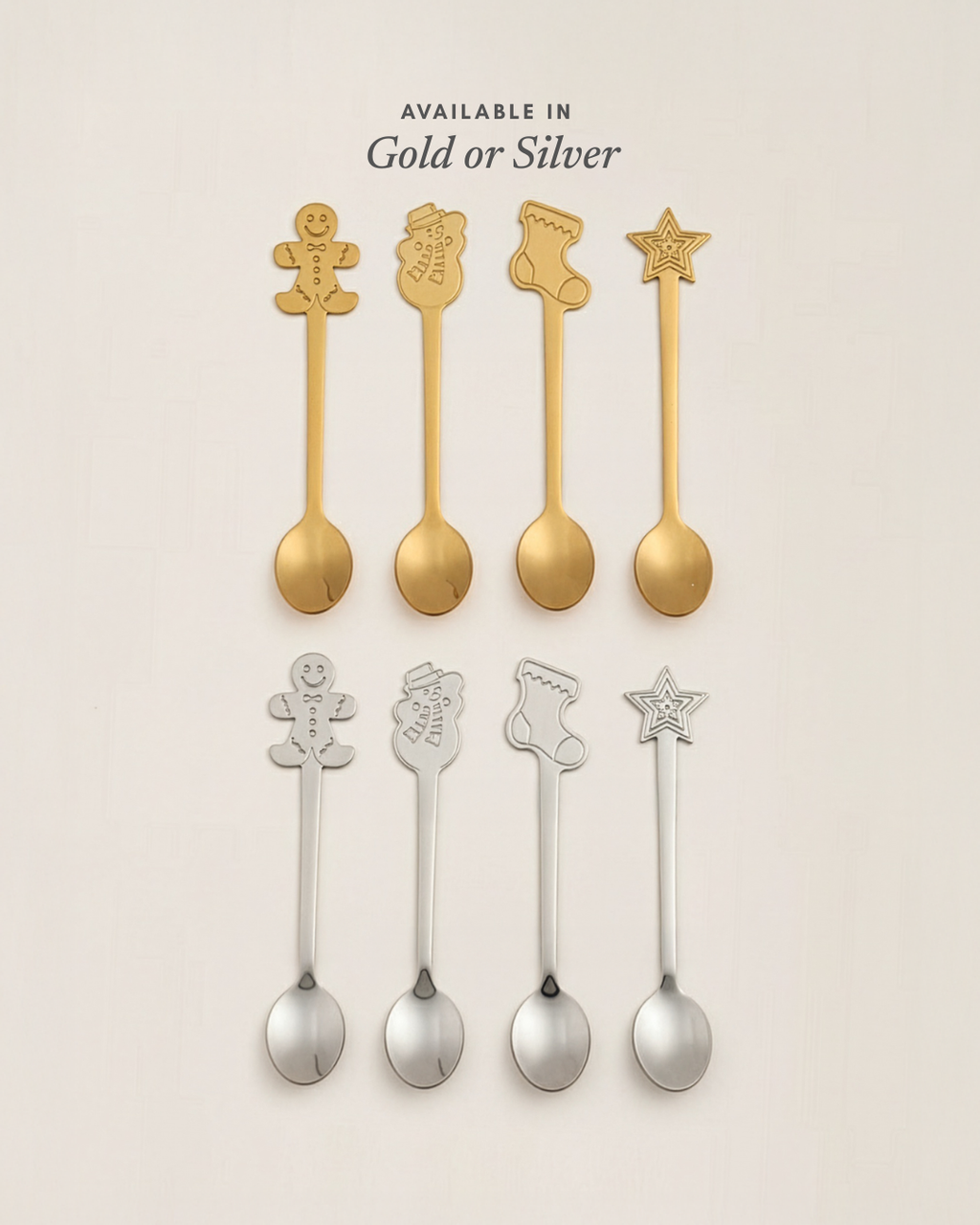 Gold Holiday Appetizer Spoons - Set of 4