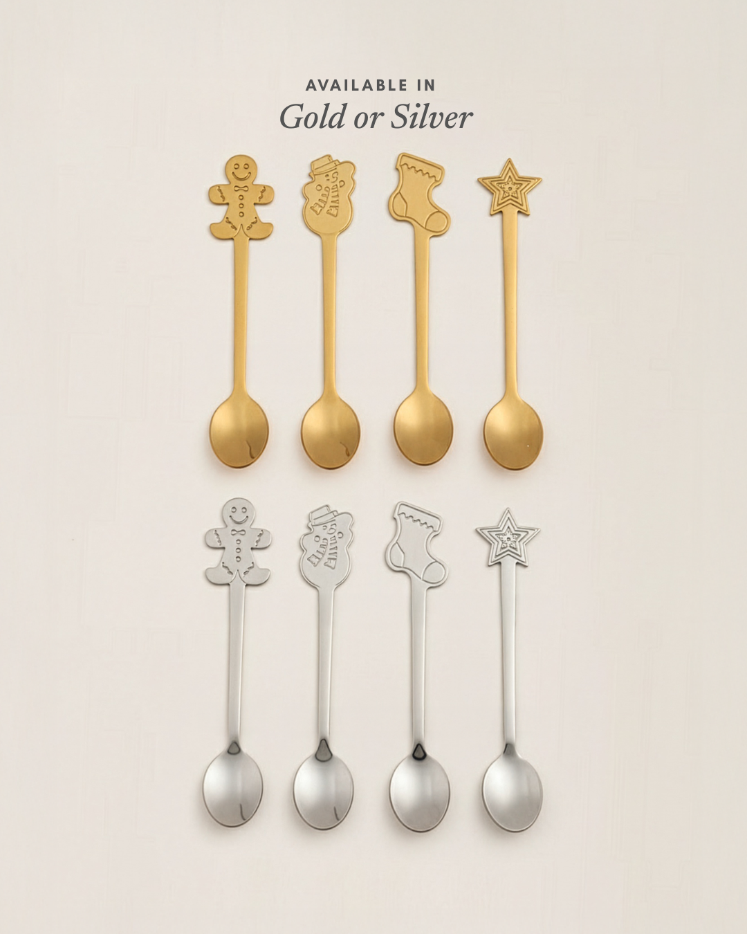 Gold Holiday Appetizer Spoons - Set of 4