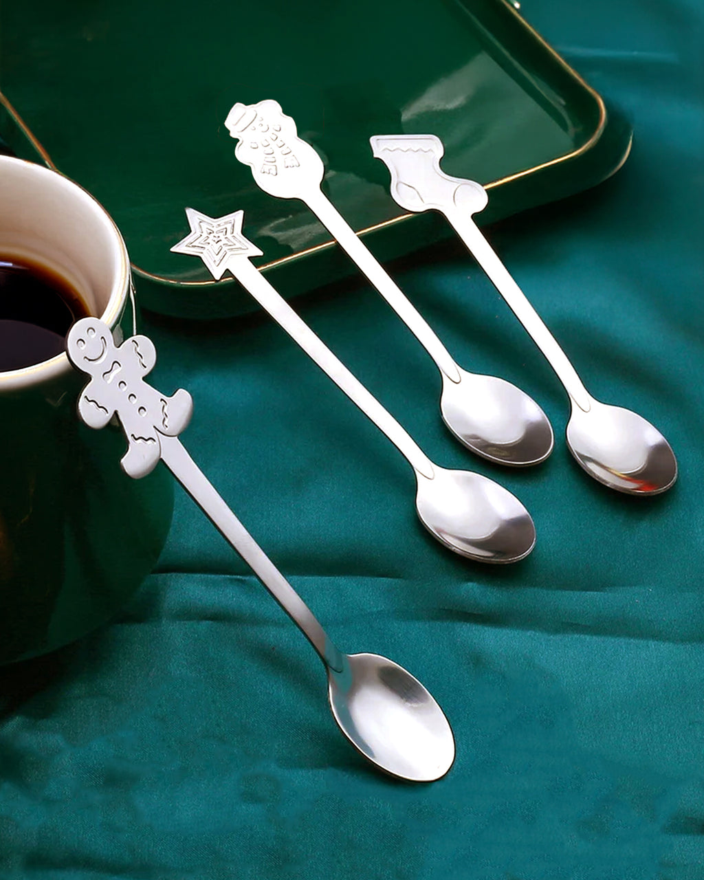 Silver Holiday Appetizer Spoons - Set of 4