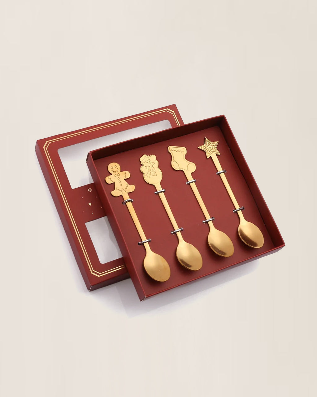 Gold Holiday Appetizer Spoons - Set of 4