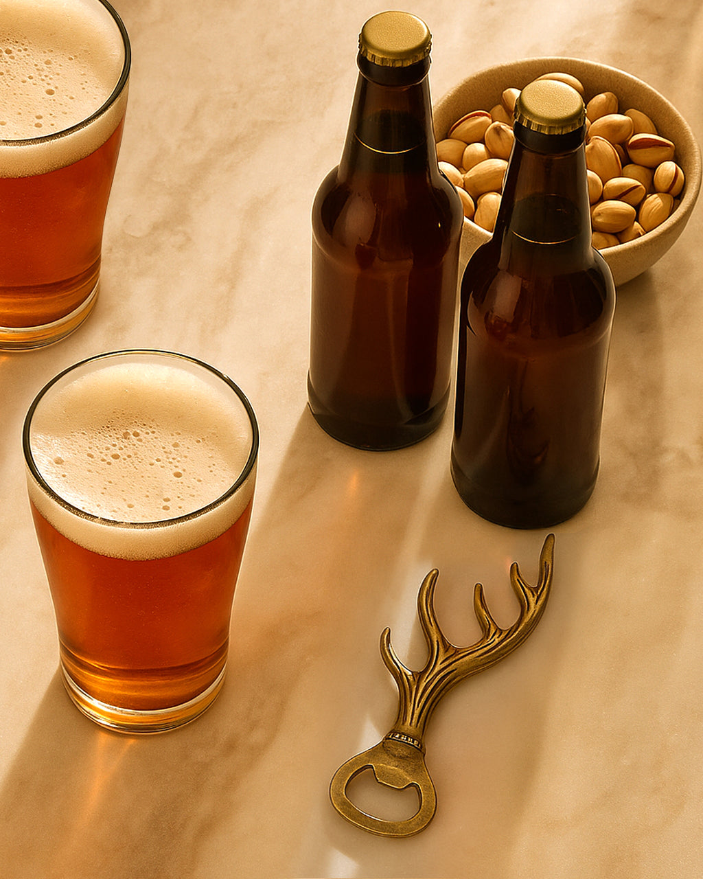 Bronze Stag Antler Bottle Opener and Bar Tool