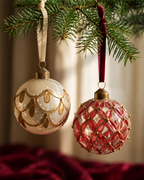 The Heirloom Glass Red & Ivory Ornament Set