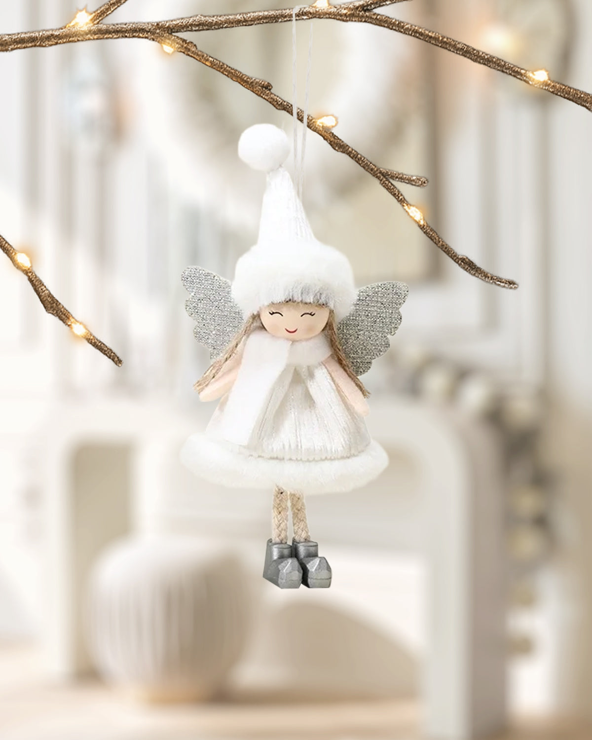 Ivory Plush Angel Christmas Ornament