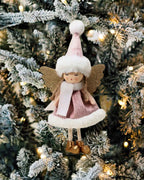 Pink Plush Angel Christmas Ornament