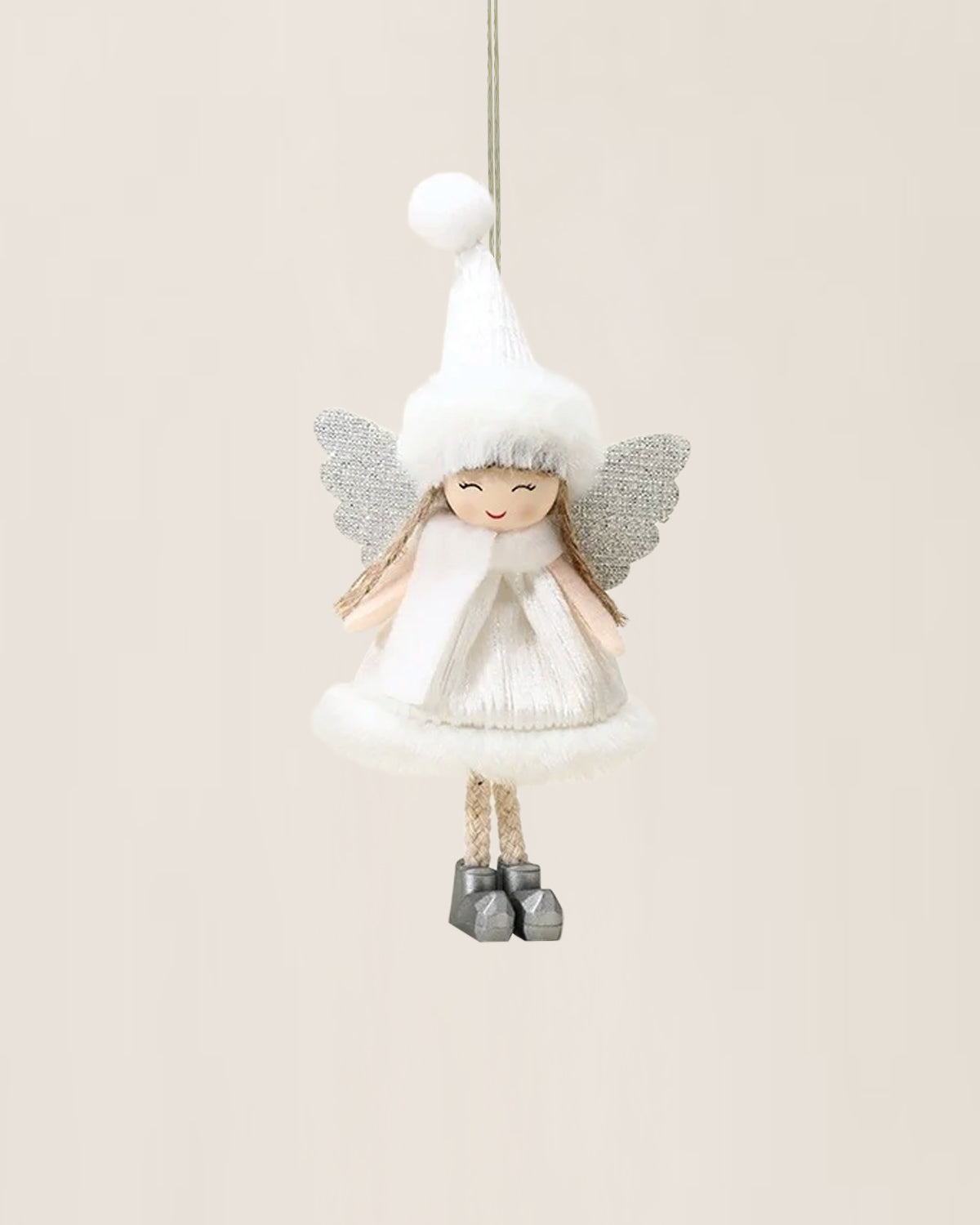 Ivory Plush Angel Christmas Ornament