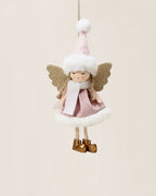Pink Plush Angel Christmas Ornament