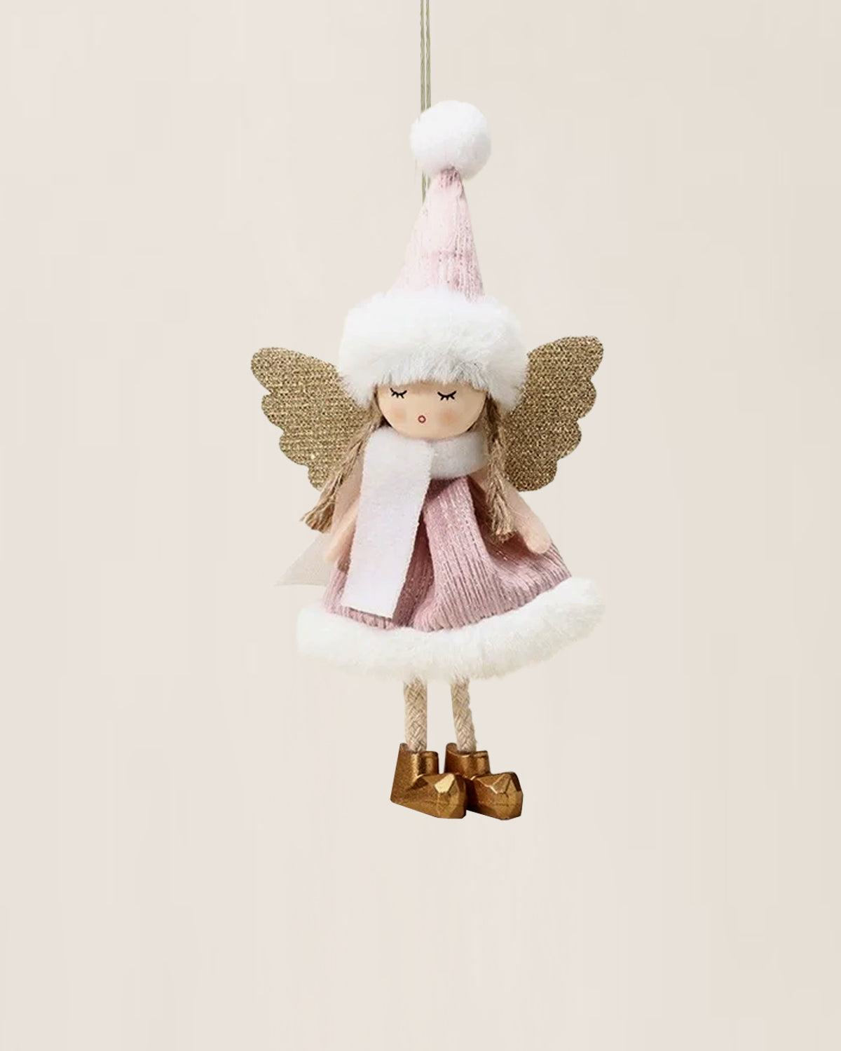 Pink Plush Angel Christmas Ornament