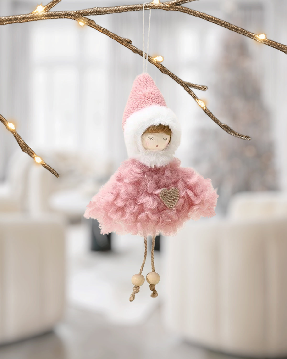 Pink Plush Doll Christmas Ornament