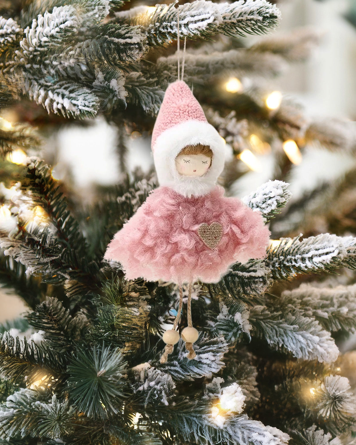 Pink Plush Doll Christmas Ornament