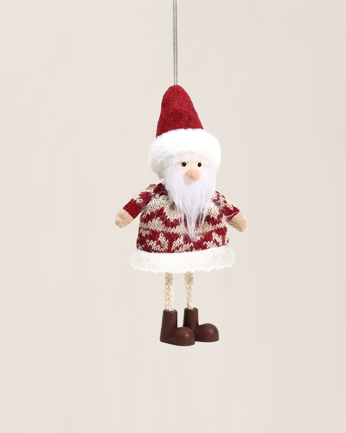 Santa Plush Christmas Ornament With Knit Sweater