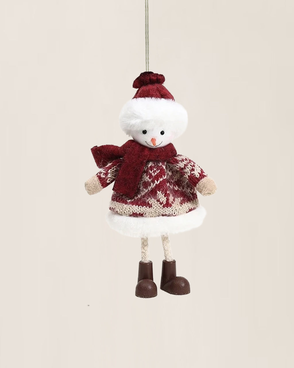 Frosty Snowman Plush Christmas Ornament With Knit Sweater