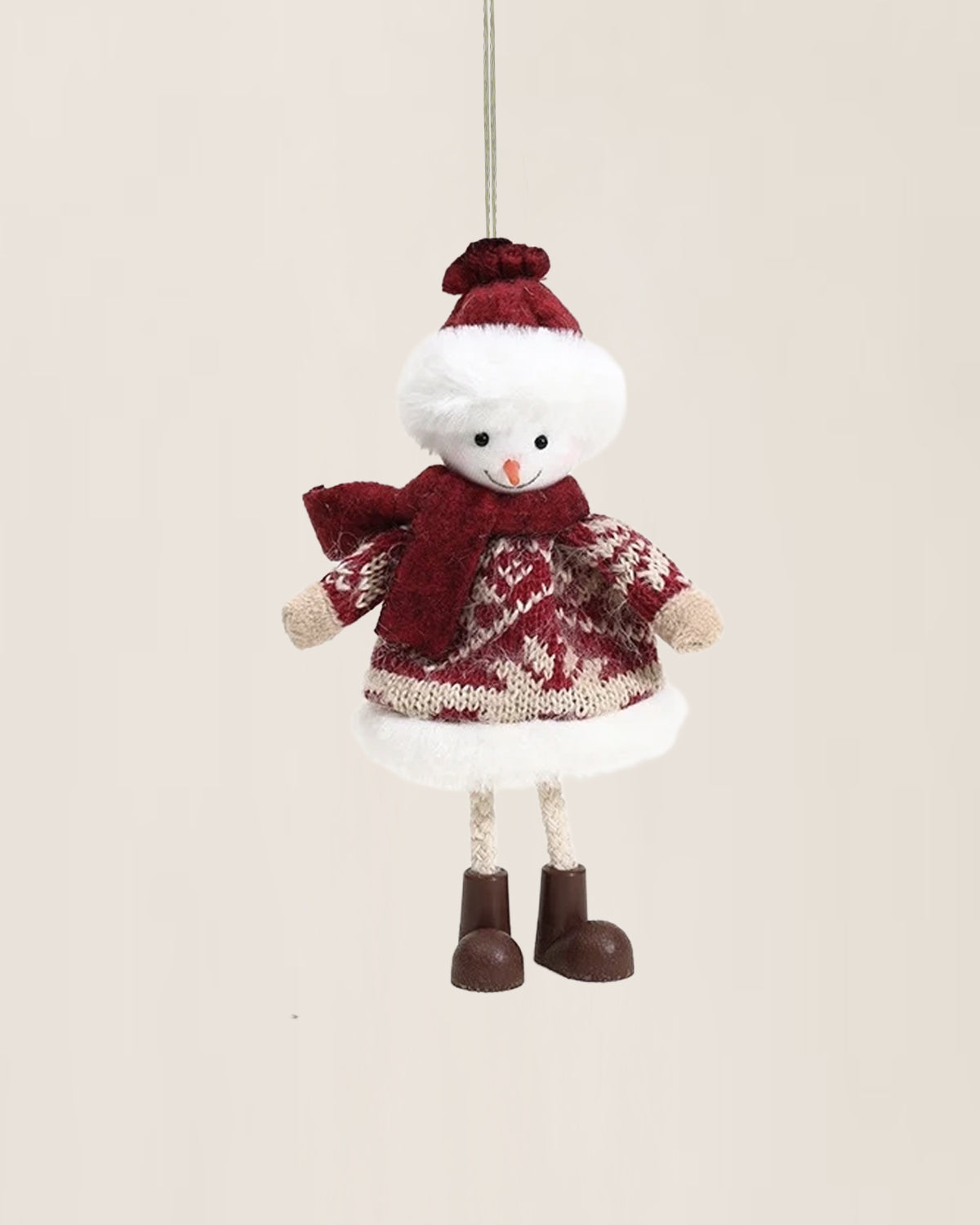 Frosty Snowman Plush Christmas Ornament With Knit Sweater
