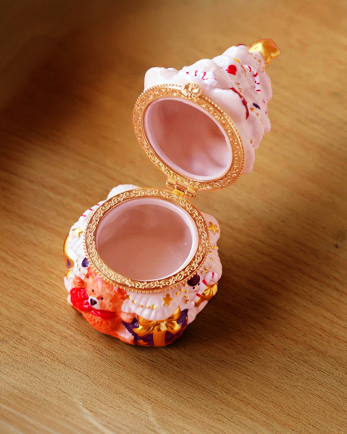 Ceramic Pink Christmas Tree Jewelry and Keepsake Box