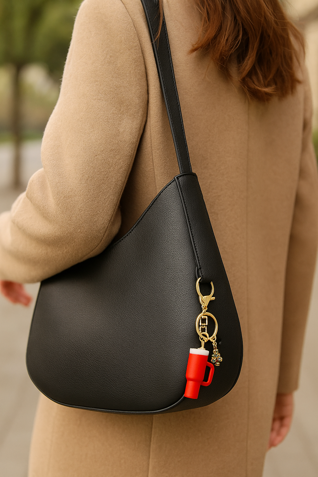 Mini Holiday Water Bottle Keychain with Christmas Charms – Multiple Colors Available