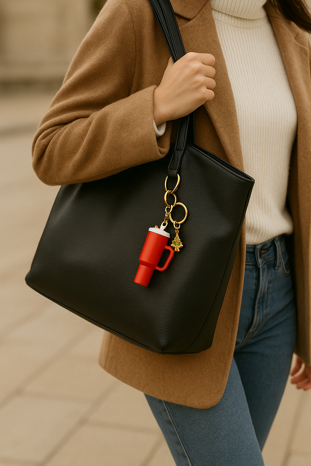 Mini Holiday Water Bottle Keychain with Christmas Charms – Multiple Colors Available