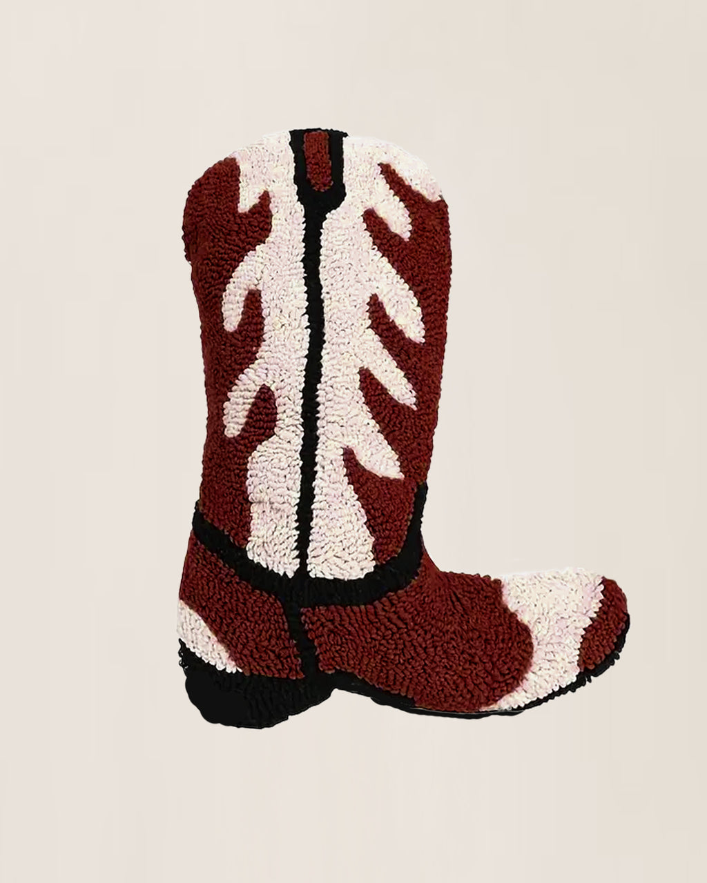 Cowboy Boot Pillow (Burgundy) – Western Holiday Gift & Christmas Decor