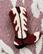 Cowboy Boot Pillow (Burgundy) – Western Holiday Gift & Christmas Decor