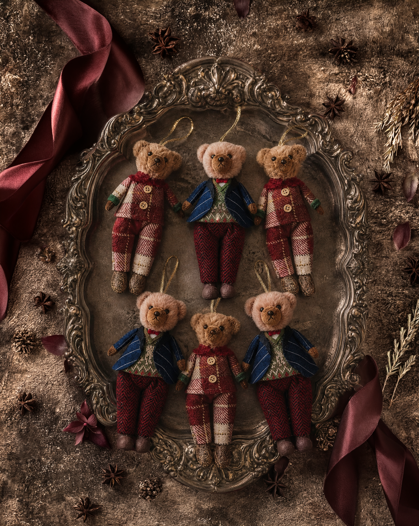 Dressed Teddy Bear Christmas Ornaments