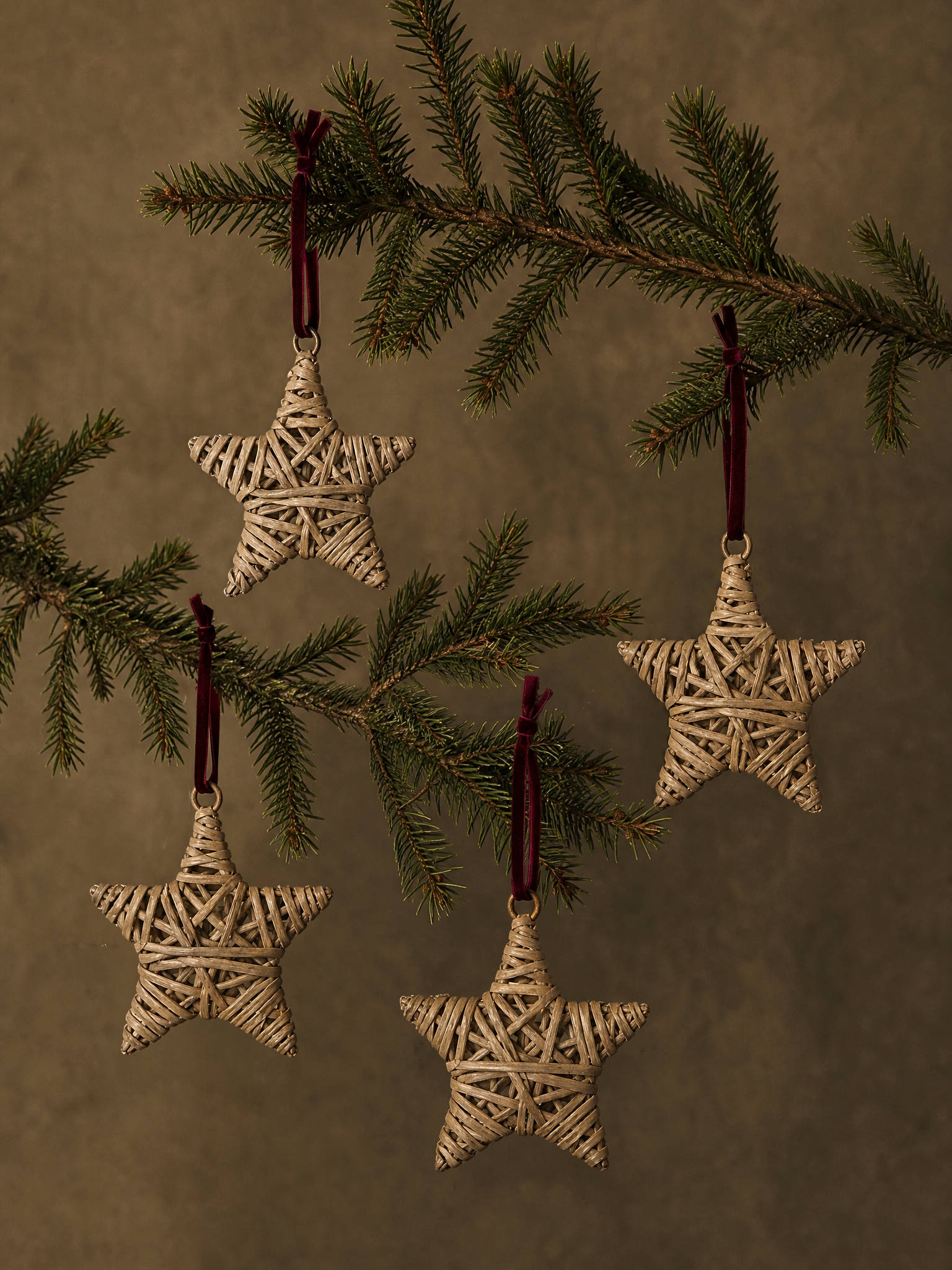 Vintage Woven Star Ornaments (Set of 4)