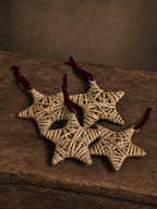 Vintage Woven Star Ornaments (Set of 4)