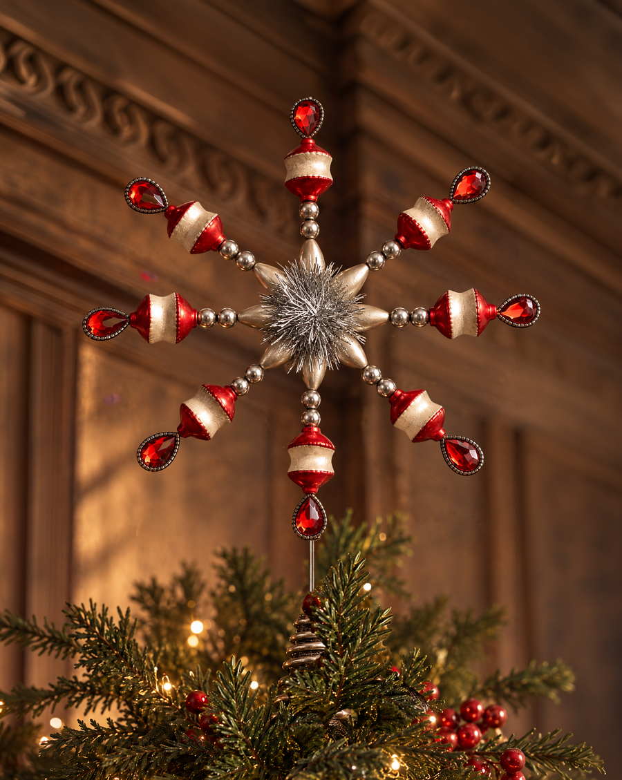 The Vintage Red and Silver Tree Topper