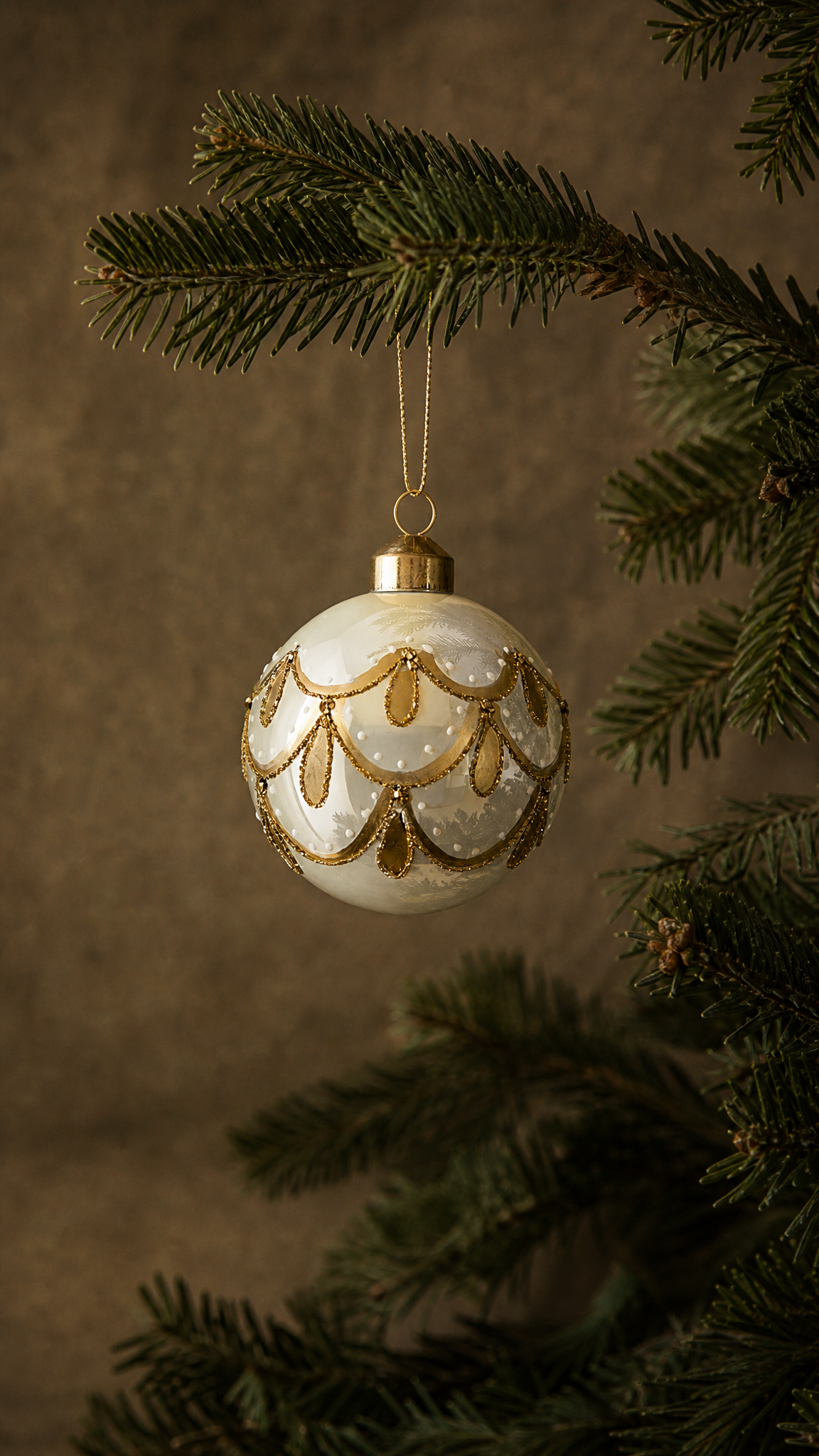 The Ivory and Gold Glass Ornament