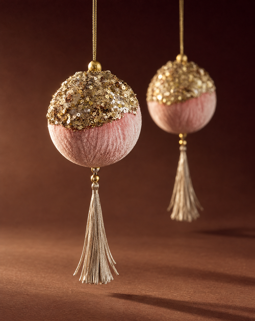 Pink Tassel with Bow Ball Ornament