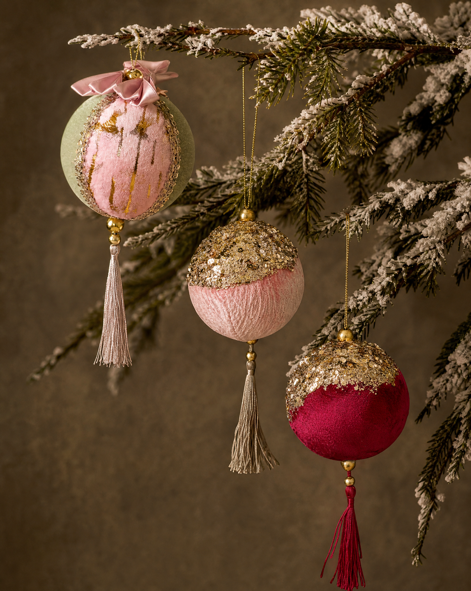 Velvet Tassel Ball Ornaments