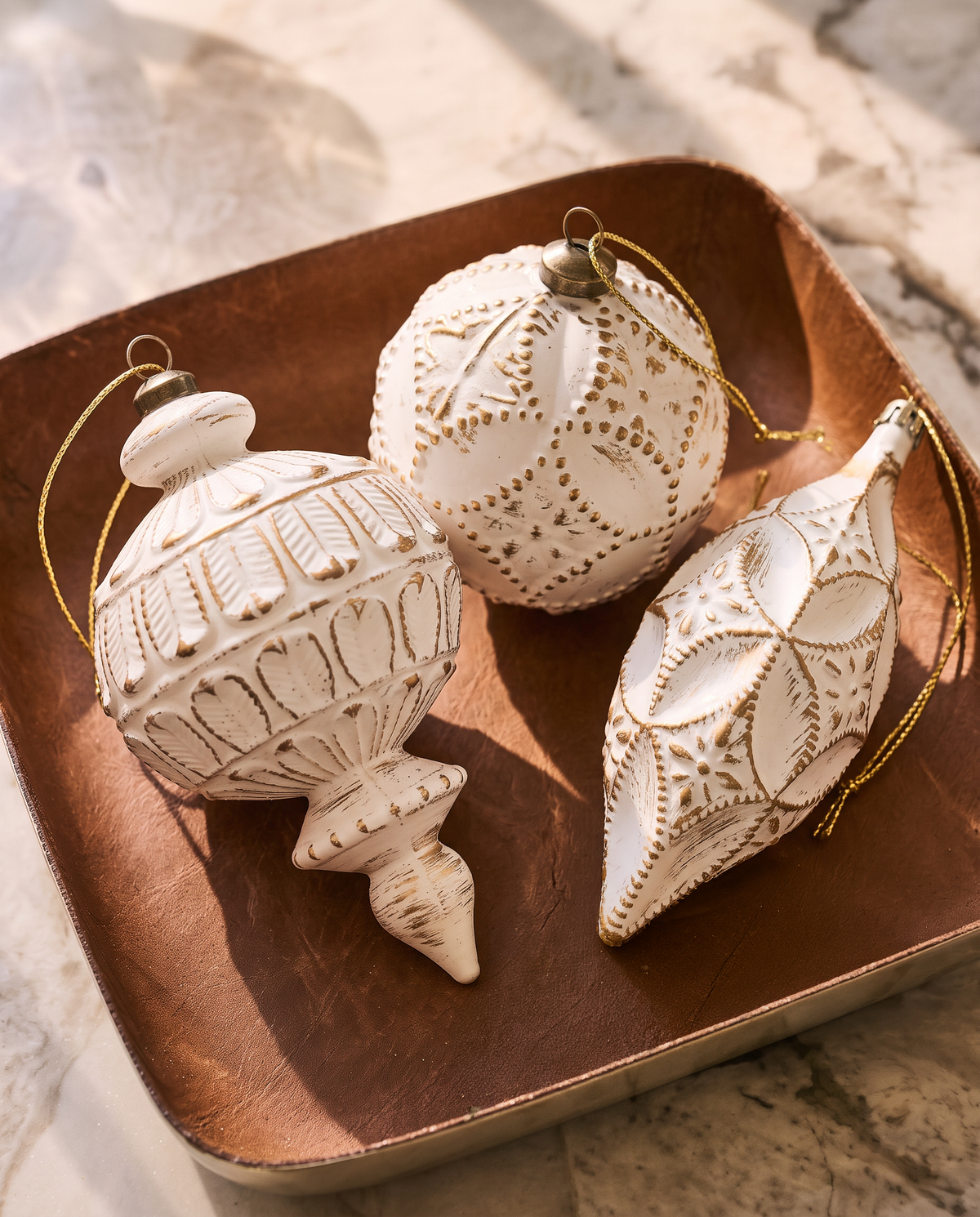 White & Gold Heritage Ornament Collection