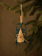 Vaulted: Wood Sled with Bottlebrush Christmas Tree Ornament