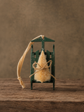 Vaulted: Wood Sled with Bottlebrush Christmas Tree Ornament