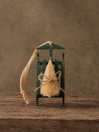 Vaulted: Wood Sled with Bottlebrush Christmas Tree Ornament