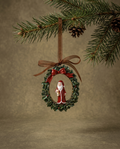 Retro Santa in Wreath Ornament