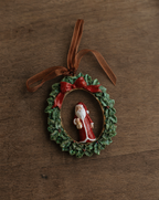 Retro Santa in Wreath Ornament